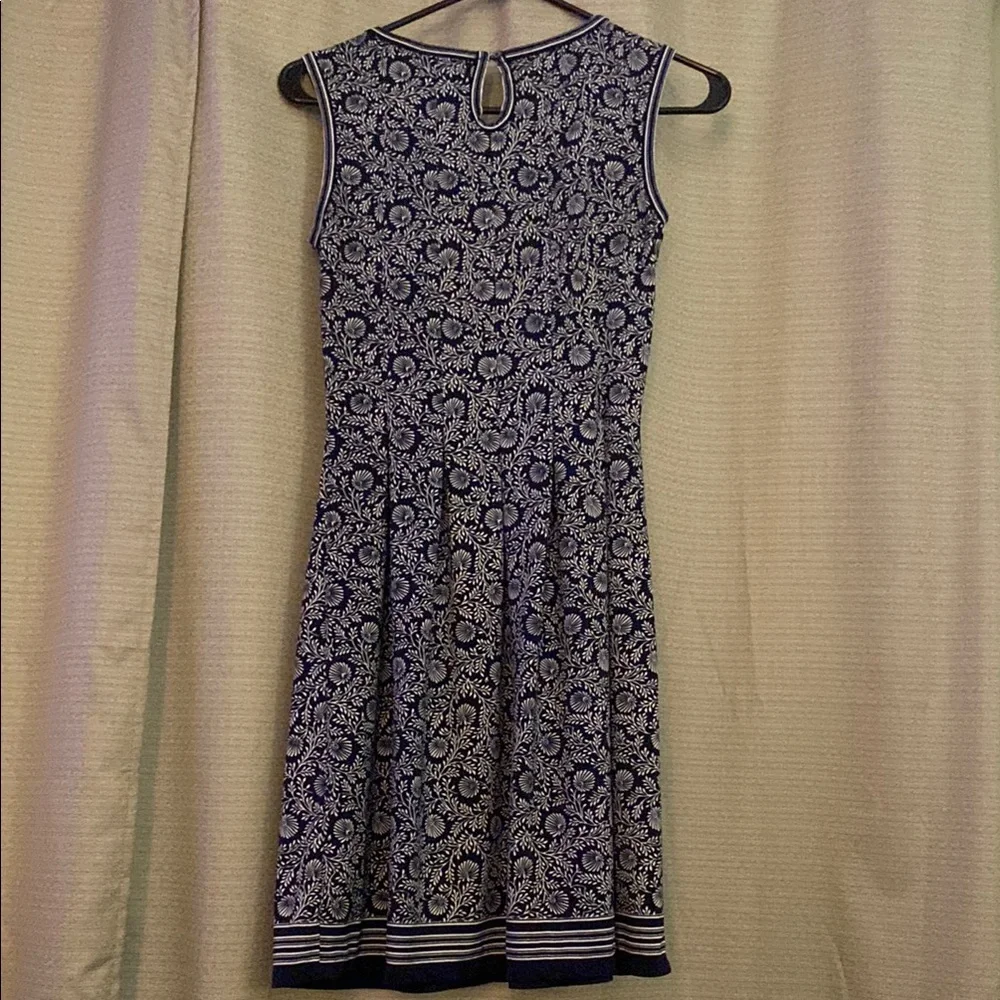 Max Studio Navy Blue and White A-Line Midi Dress - Picture 2 of 3